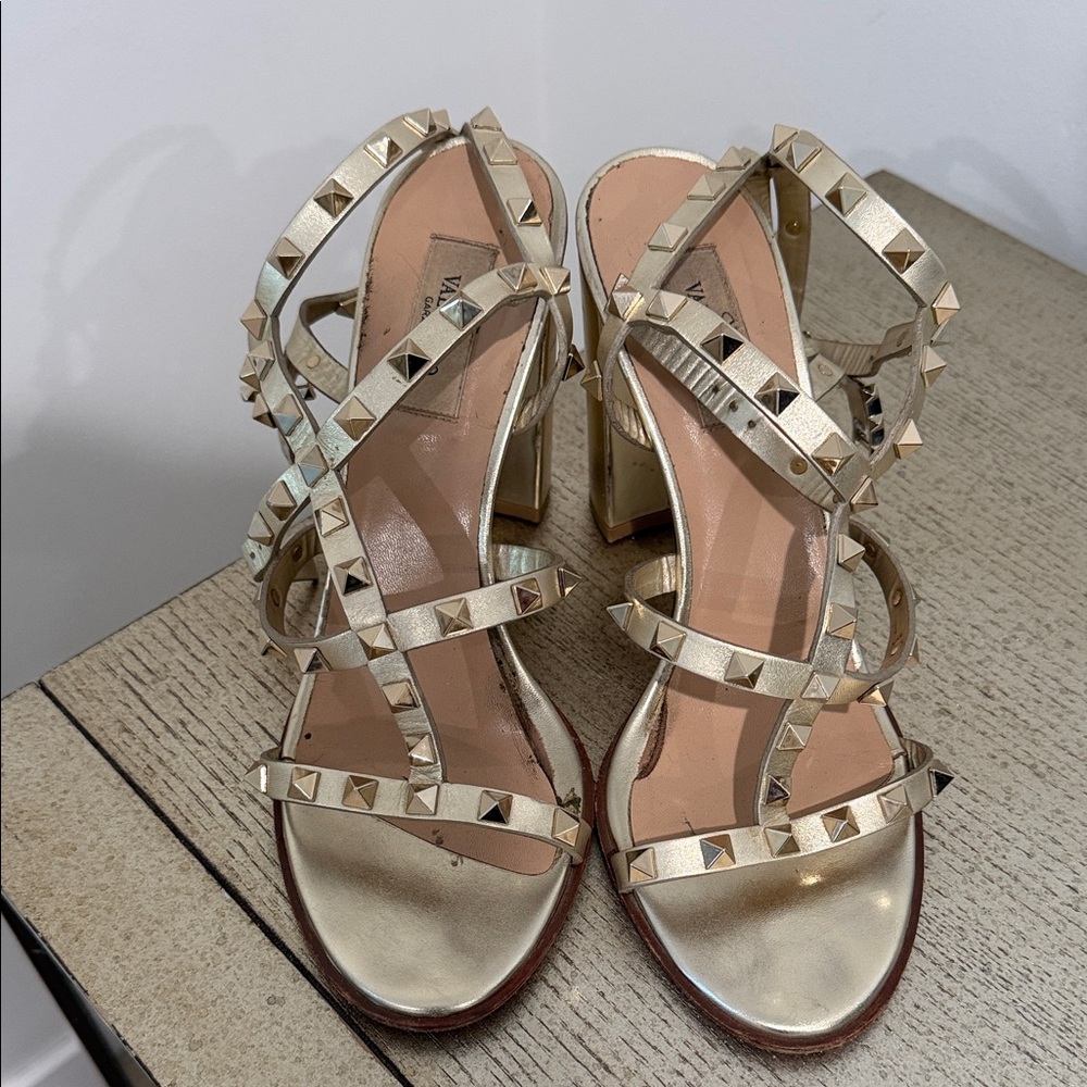 Valentino Garavani Gold Studded Heels
